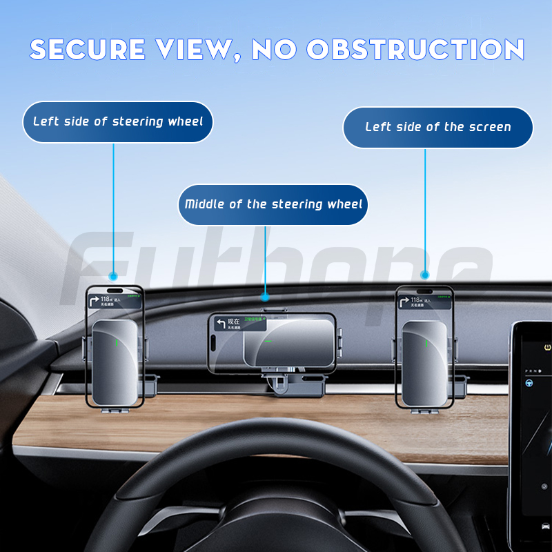 Futhope 17mm 6-Claw Dashboard Panel Base Phone Bracket For Tesla model 3 model Y 4.0-7.2 inch Mobile Phone Holder