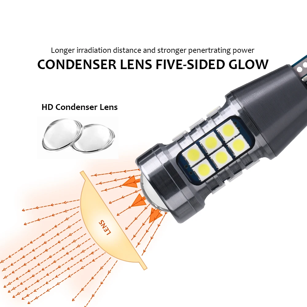 Lâmpada de sinal conduzida t15 w16w, 12v, brilhante super, 3030, 27smd, canbus, luz branca, 12v, 2pcs