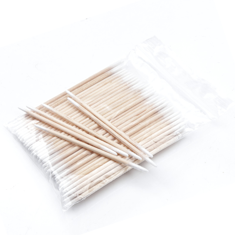 100/300 Uds. Hisopo de algodón desechable de doble cabeza limpieza de orejas palos de madera extensión de pestañas removedor de pegamento microcepillo herramientas de maquillaje