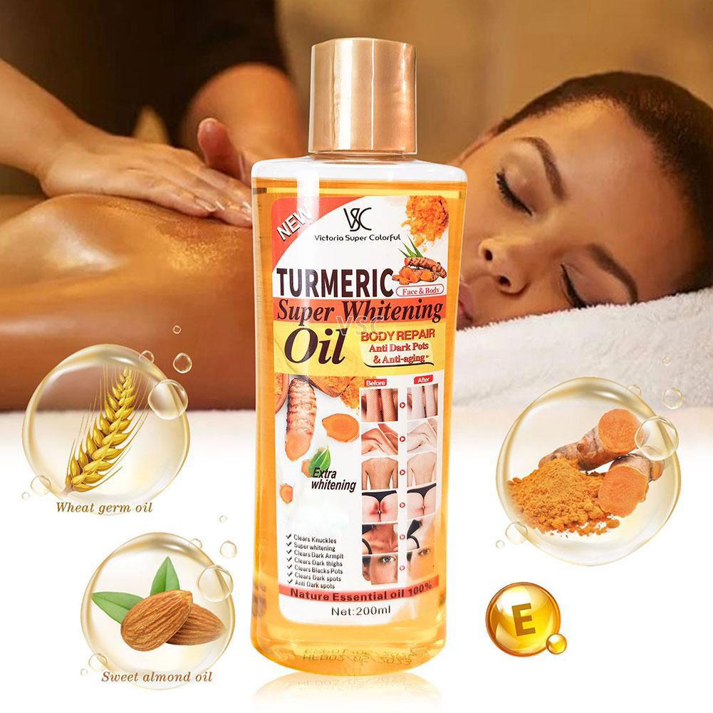 200ml น้ํามันหอมระเหยขมิ้น Facial Body Massage Oil Moisturizing Brightening Smoothing Body Face Skin Care ผลิตภัณฑ์