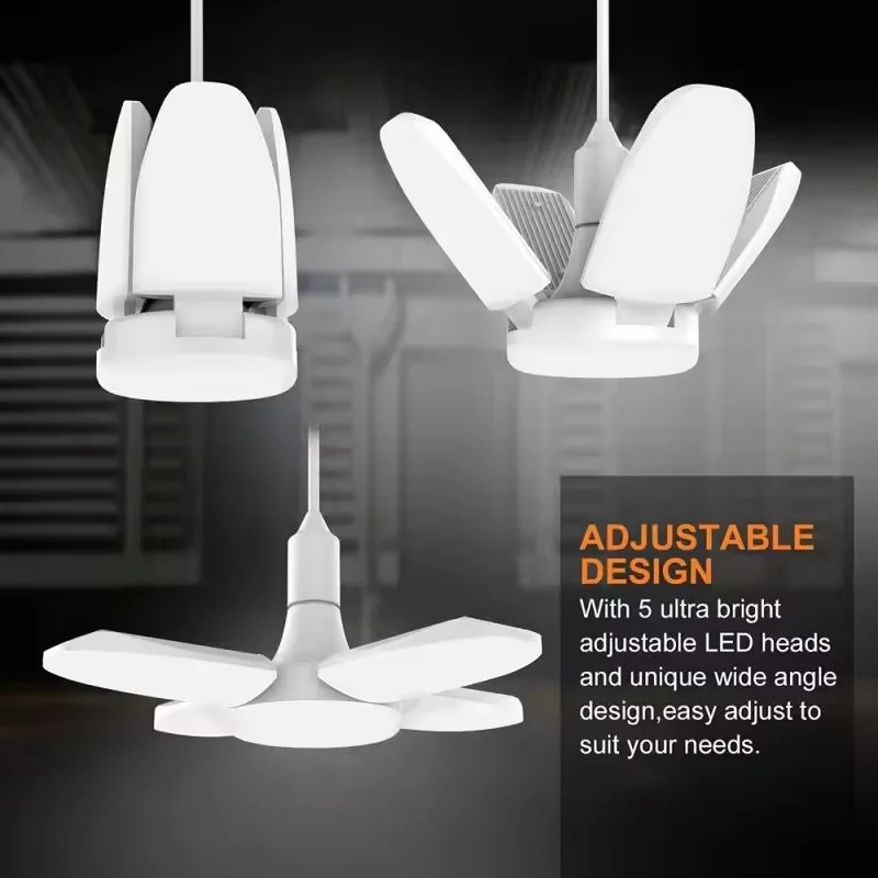 E27 Fan Shape Foldable 28W LED Bulb AC220V/110V Deformation for Home Ceiling Lights Warehouse and Garage White Light 6500K Bulb