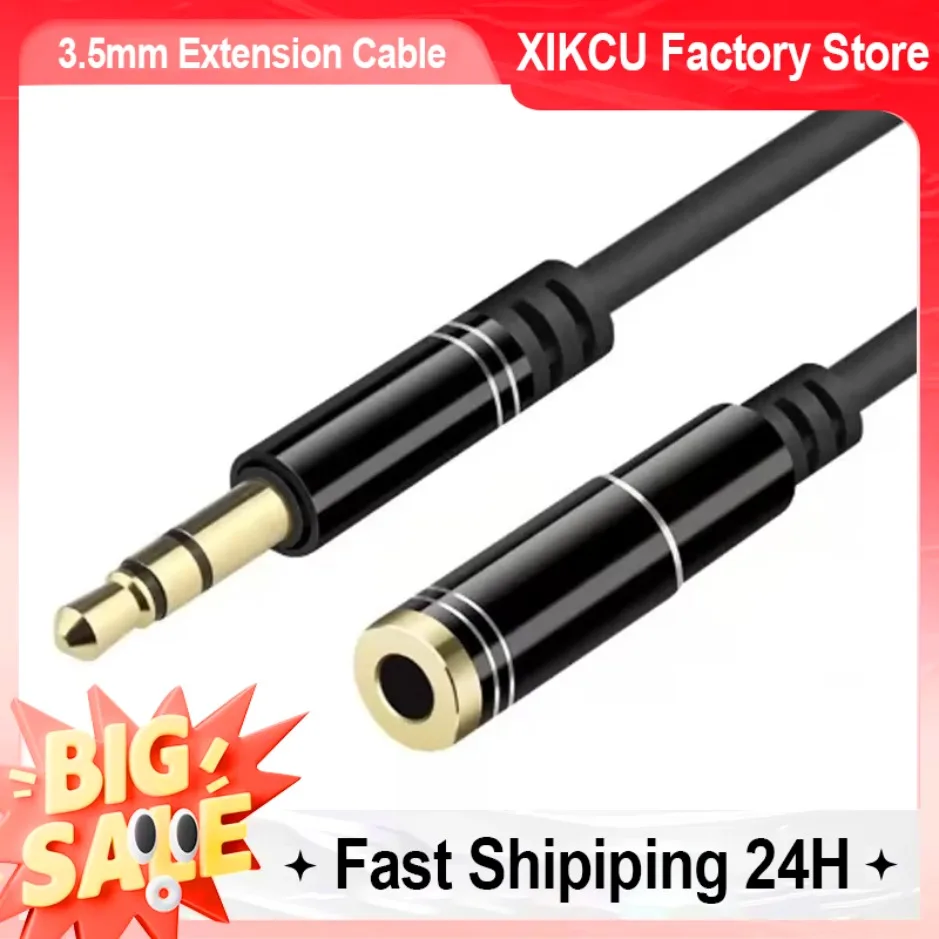 XIKCU 3,5 mm Verlängerungskabel, Kopfhörer-Verlängerungskabel, vergoldetes Aux-Kabel, Audio-Stereo-Buchse, Stecker auf Buchse, TRS-Kabel, 1 m, 5 m