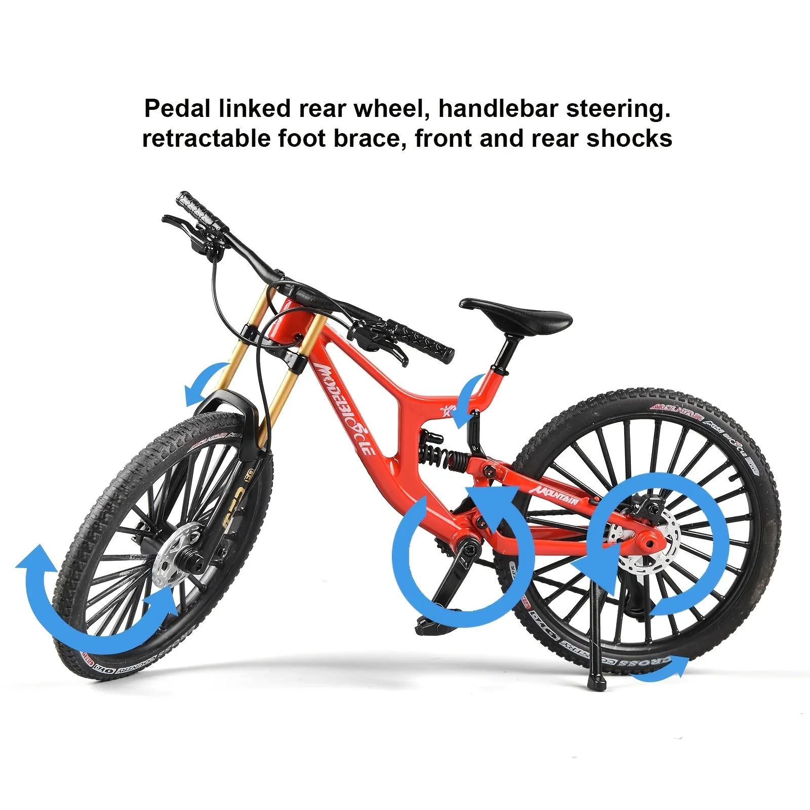 1:6 Scale Alloy Mountain Bike Model Realistic Gear Toy with Front & Rear Shock Absorbers for Bicycle Enthusiasts