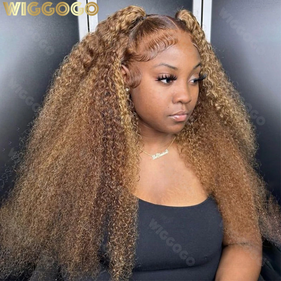 Wiggogo Hoogtepunt Blonde Kant Voorpruik Menselijk Haar 13X4 13X6 Hd Kant Frontale Pruik Ombre Diepe Golf Krullend Kant Voor Menselijk Haar Pruik