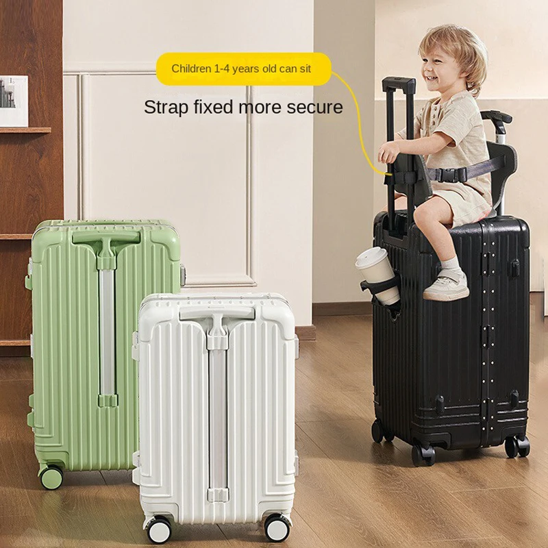 Marco de aluminio 20 Equipaje para niños 24 Maleta de gran capacidad 1-4 años Los niños pueden sentarse y andar Maleta de viaje con ruedas