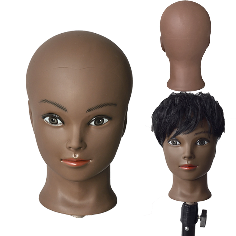 H & star cabeça de manequim feminino careca com suporte cosmetologia prática treinamento africano cabeça de manequim para estilo de cabelo
