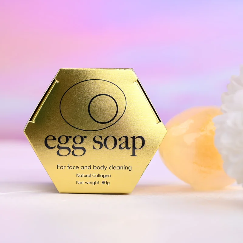 สบู่ไข่คอลลาเจนธรรมชาติ 80g ขายส่งสบู่อาบน้ําคอลลาเจนบาร์ทําความสะอาด Hydrating Moisturizing Soap