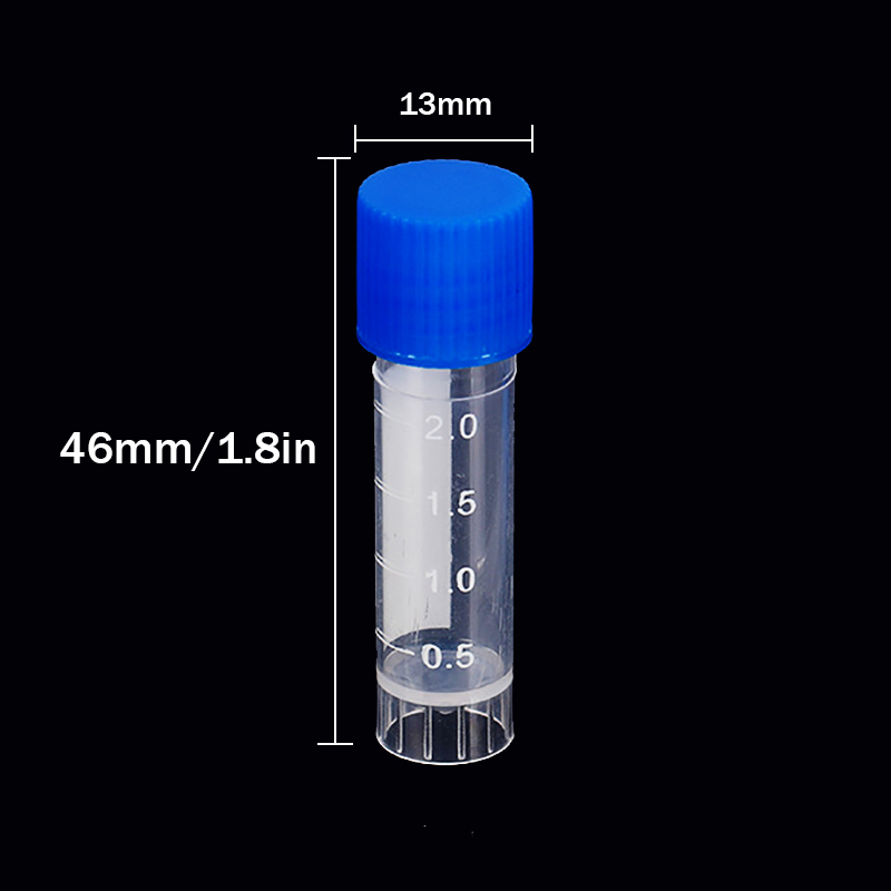 실험실 화학 플라스틱 테스트 튜브 바이알 밀봉 캡 포장 용기, 사무실 학교 화학 물질, 2ML 실험실, 10 개