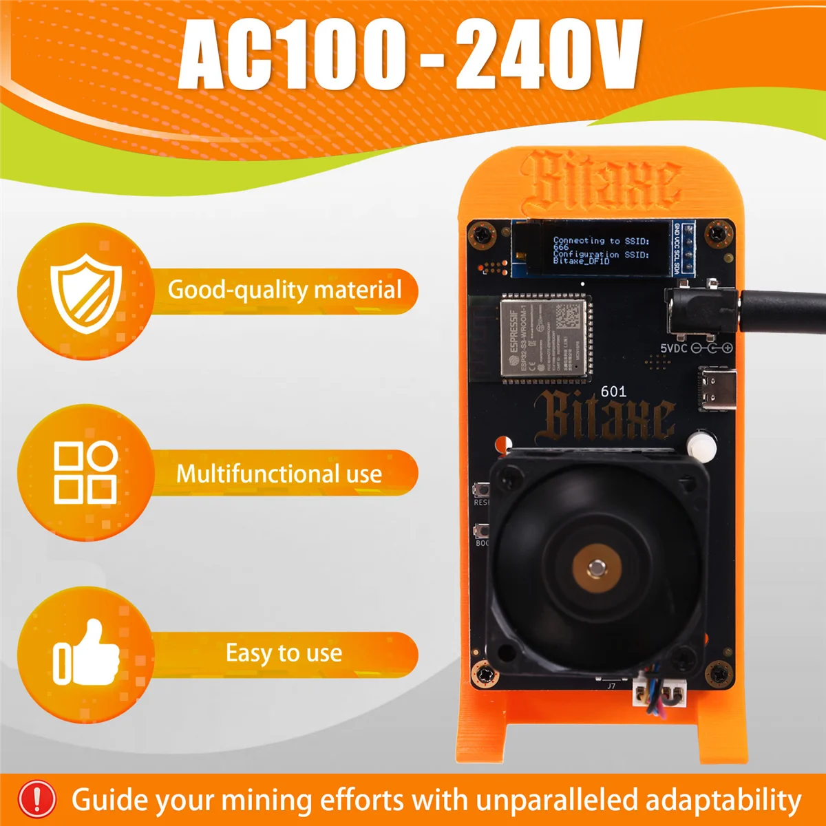 BABQ Bitaxe Gamma 601 Solo Miner 1.2TH/S BM1370 Asic Chip 18W de Antminer S21 Pro Bitcoin BTC Miner con soporte enchufe de la UE