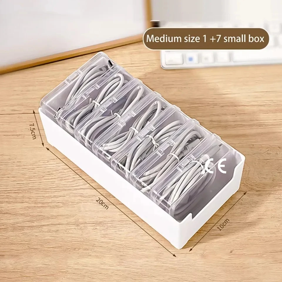 1Set Data Cable Storage Box Cable Organizer Bag With Power Charging Cable Management And Jewelry Storage,Desk Storage