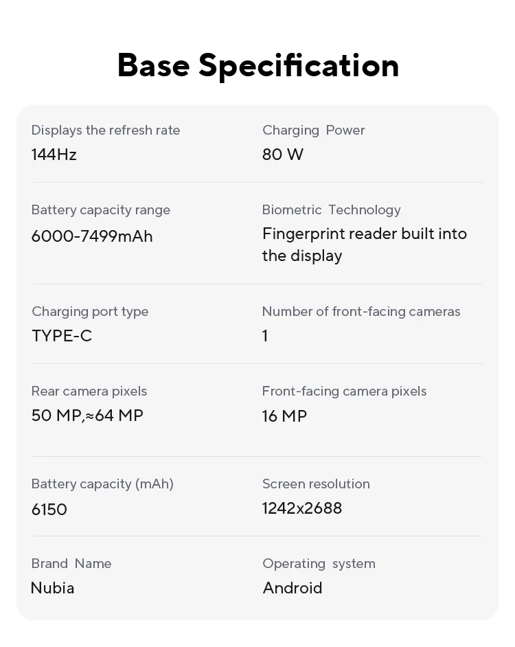 Nubia Z70 Ultra Smartphone 5G Snapdragon 8 Elite 6,85 144 Hz OLED-Bildschirm 6150 mAh Akku 64 MP Kamera Android 15 NFC IP68 & 69 Gl