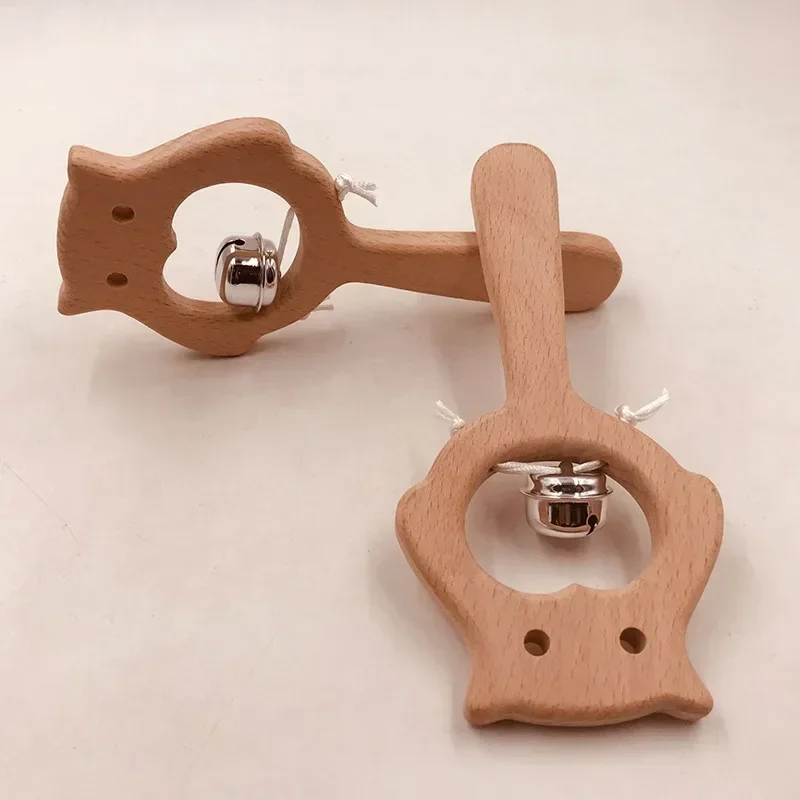 ไม้ Rattle Beech หมีมือ Teething แหวนไม้เด็กทารก Rattles Play GYM Montessori Interactive ของเล่นสําหรับของเล่นเพื่อการศึกษาเด็ก