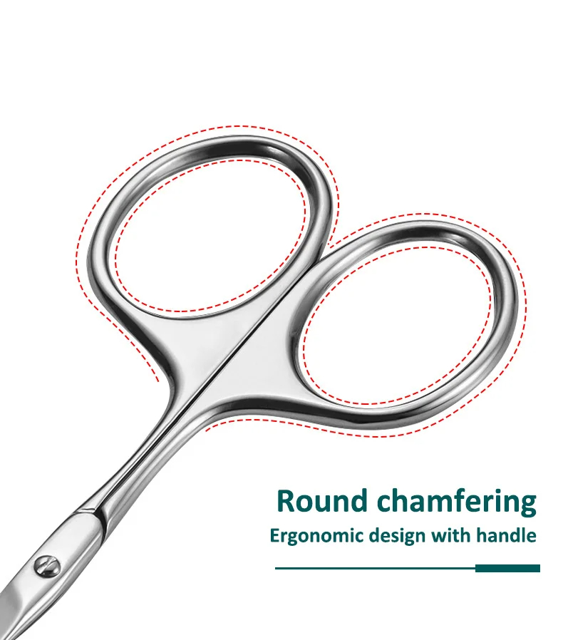 Stainless steel round head small scissors eyebrow trimming tool scissors beard beauty scissors nose hair scissors
