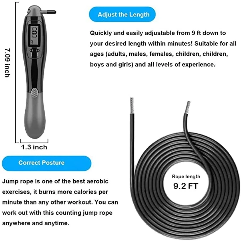 Xiaomi 1PC Digital Wireless Calorie Counter Skip Rope Sport Weights Exercise Fitness Body Building Cordless Digital Jump Rope