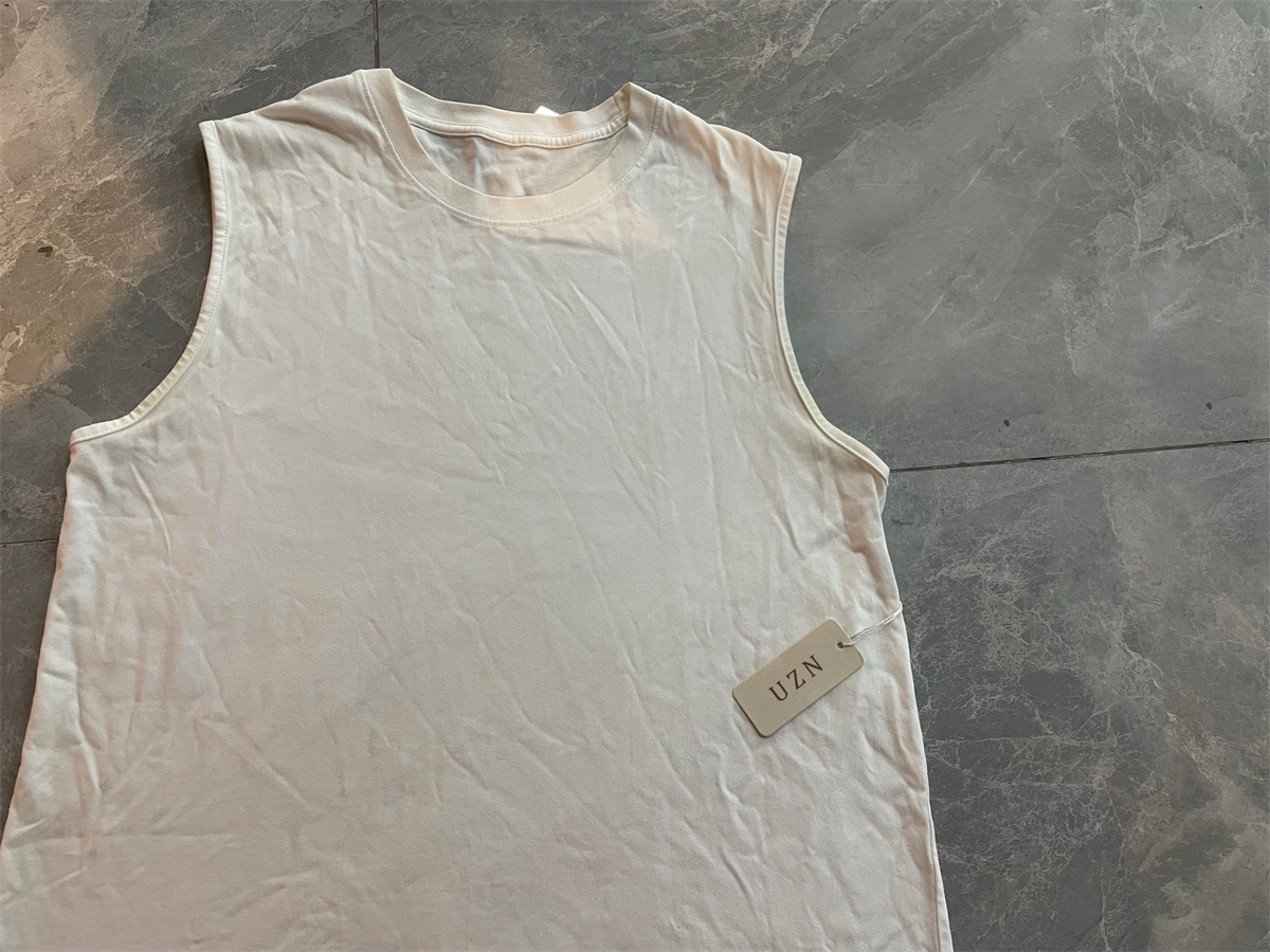 Camisetas UZN Tops brancos sem mangas para homens