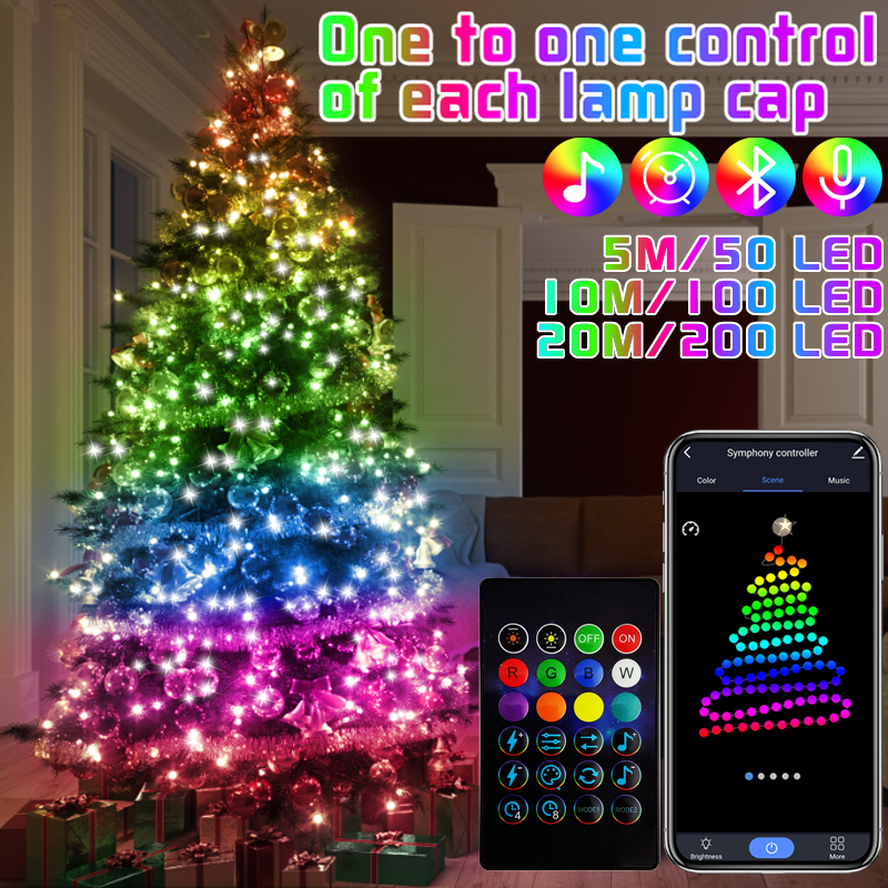 RGB Smart Bluetooth Steuerung USB LED Lichterketten Outdoor App Fernbedienung led Girlande Fee Lampe Weihnachten Baum Dekoration