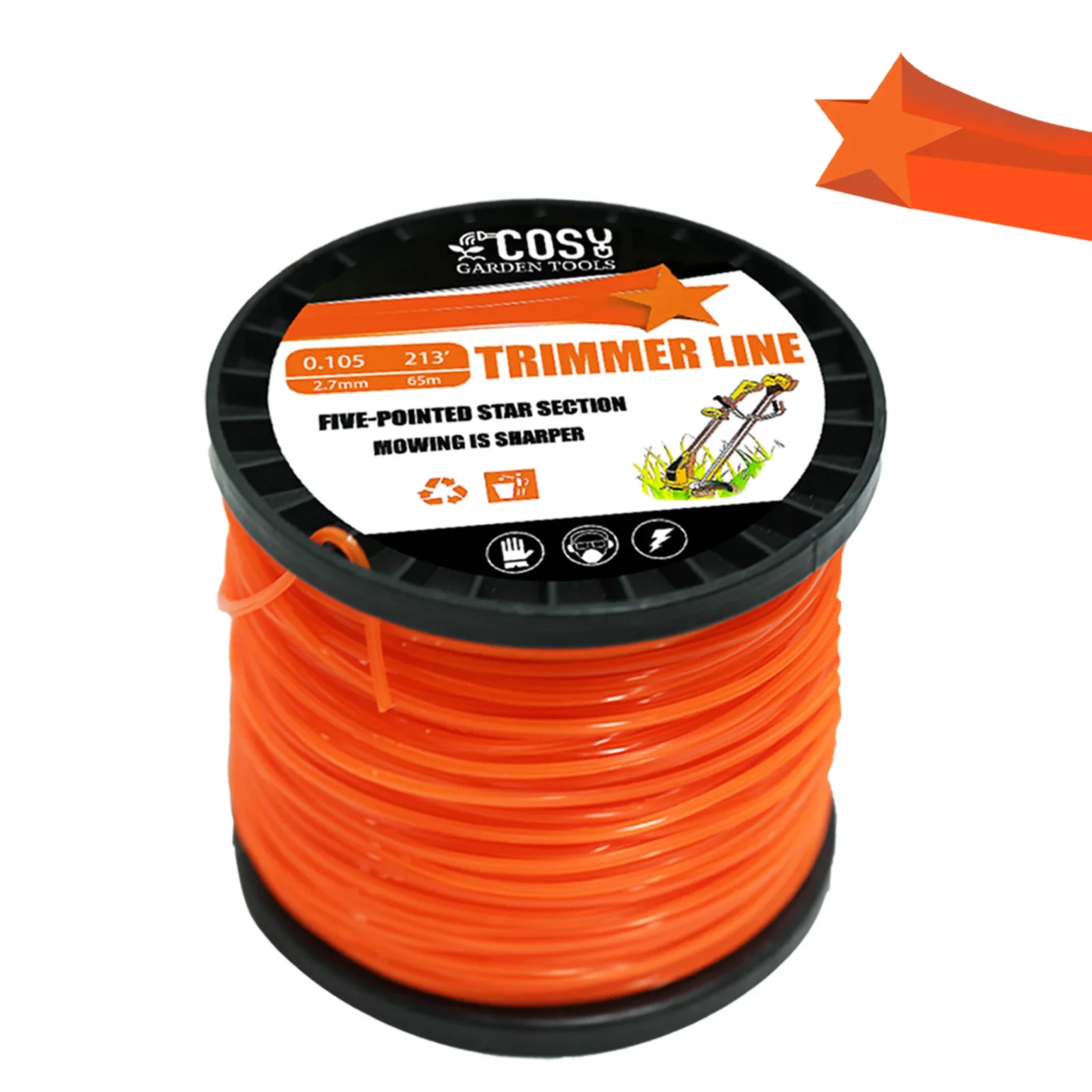 2.0/2.4/2.7/3.3/4.0mm×1LB Pentagram Grass Cut Strimmer Line Round Star Graphite Filling Cord Wire String Lawn Mower Accessories