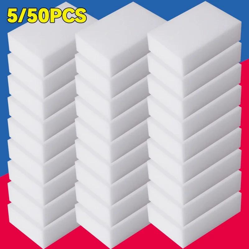 5 or 50pcs Magic Melamine Sponge Eraser Cleaner Strong Absorbent Kitchen Bathroom Cleaning Tools Household Supplies Sponges