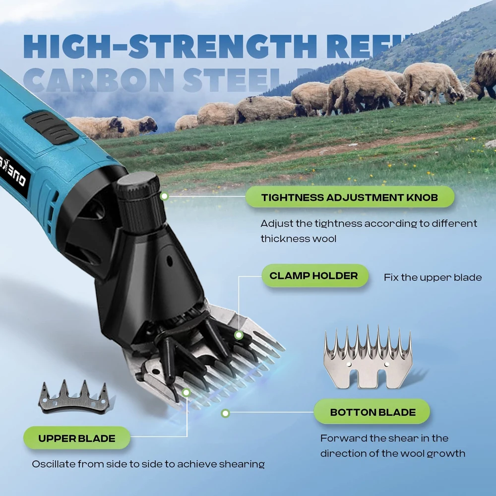 ONEKFYFD Sheep Shears Electric 6 Speed 13 Teeth Shaving Fur Wool in Sheep Goat Cattle with Plastic Box for Makita 18V Battery