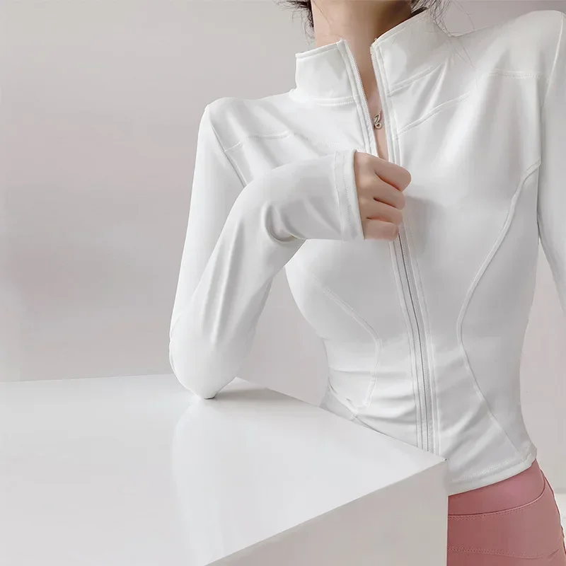 Sun Quick Drying เสื้อกีฬาผู้หญิงเสื้อโยคะเสื้อแขนยาวซิปเสื้อแจ็คเก็ตวิ่งออกกําลังกายเสื้อแจ็คเก็ตสตรี S-3XL
