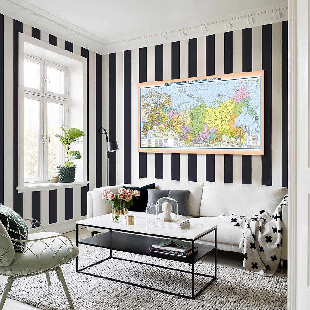 ロシアの不織布キャンバス絵画のロシアの地図、壁のアートポスター、印刷、家の装飾、学用品、150x100cm