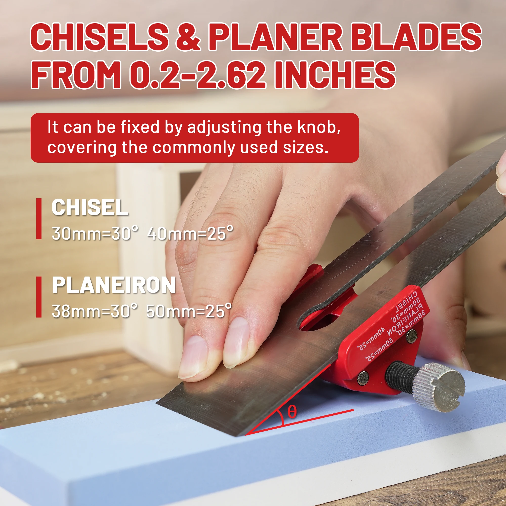EZARC Honing Guide Tool, Sharpening Holder for Woodworking Fits Chisels 1/8” to 1-7/8”, เหมาะกับใบมีดกบ 1-3/8” ถึง 3-1/8”