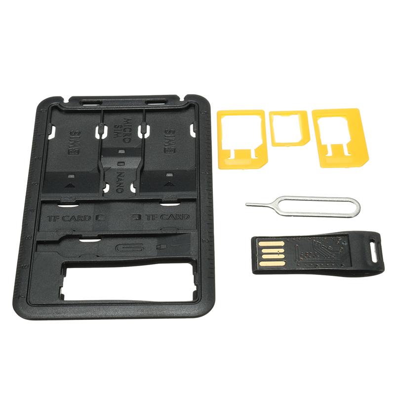 All-in-One-Slim-SIM-Adapter-Set im Kreditkartenformat mit TF-Kartenleser und Auswurfstift für SIM-Kartenfächer im Kreditkartenformat, SIM-Kartenhalter