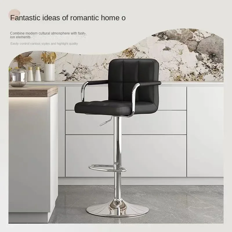 หนังสังเคราะห์เก้าอี้บาร์ยกเครื่องบันทึกเงินสดแผนกต้อนรับโมเดิร์นและMinimalistสตูลสูงพนักพิงหมุนสตูลสูง