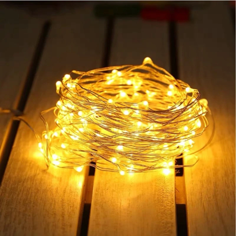 (ไม่มีแบตเตอรี่) 1M 2M 3M แบตเตอรี่ Mini LED ทองแดงสายไฟ Fairy สําหรับงานแต่งงานตกแต่งคริสต์มาส