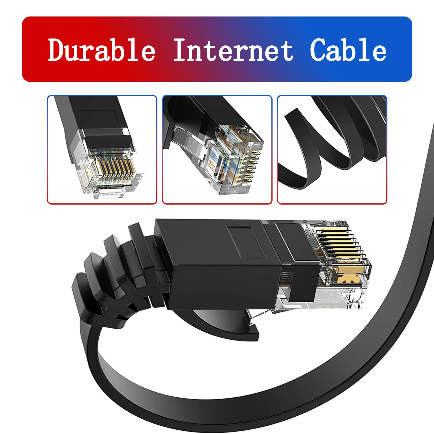 HENGSUR CAT6 Ethernet Cable 5M 10M 20M 30M Flat Internet Network Cable  RJ45 Patch Cord LAN for Router Modem Cable Ethernet Cat6