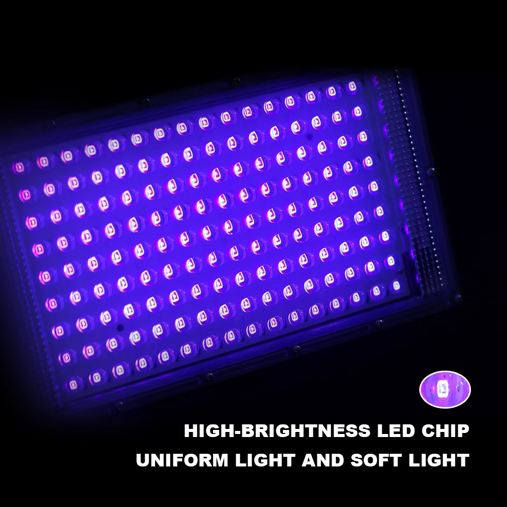 LED UV USB Floodlight 50W 100W 150W USB LED Blacklight กันน้ํา 220V อัลตราไวโอเลตโคมไฟเวทีดิสโก้ปาร์ตี้เวที Backlight