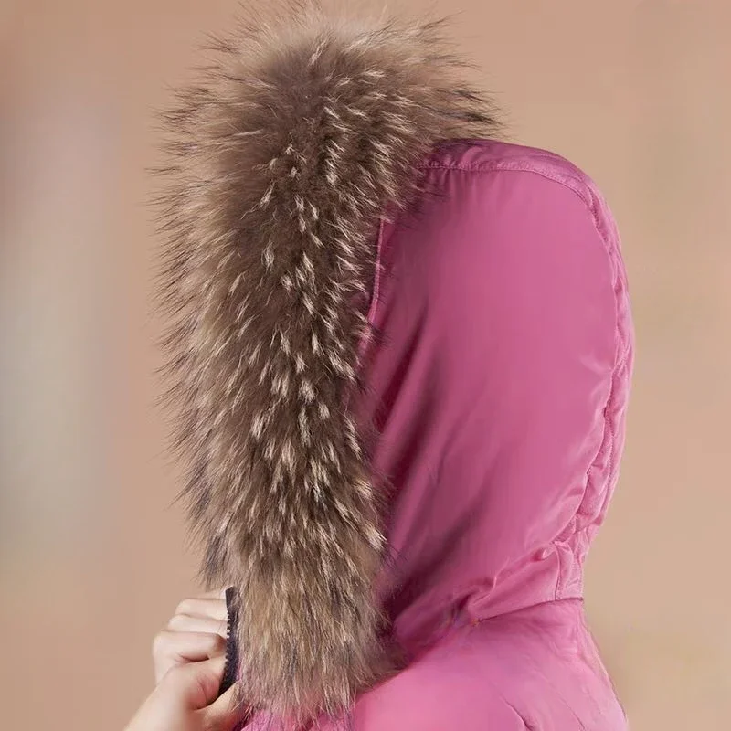 Nature Fur Collar Extra Large Raccoon Fur Collar Real Fur Hat Strip Down Jacket