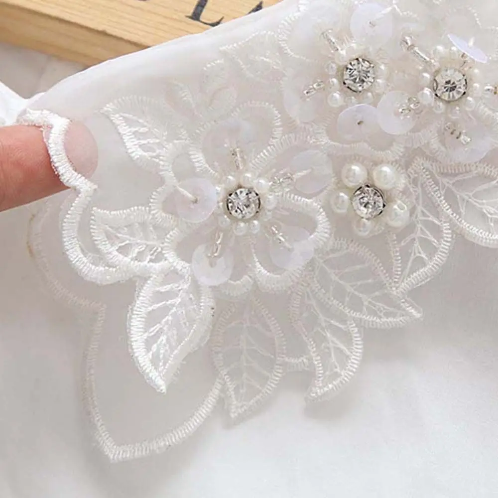 Moda mujer perla hojas de algodón hueco escote falso cuello falso camisas de encaje collares
