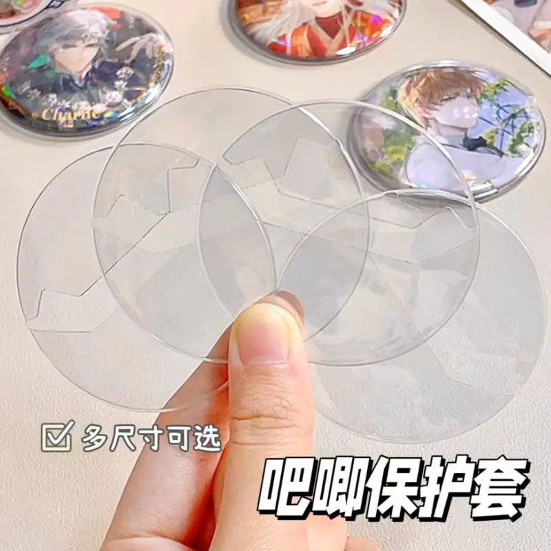 Funda transparente para exhibición de insignias, estuche redondo para almacenamiento de tarjetas, decoración de insignias de Anime, funda protectora para insignias, 5 uds.