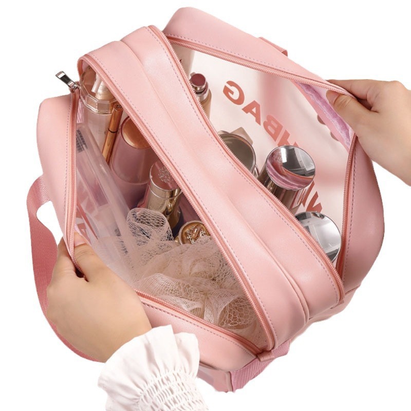 Trousse à cosmétiques de grande capacité, sac à cosmétiques de voyage, étanche, portable, séparation sèche et support