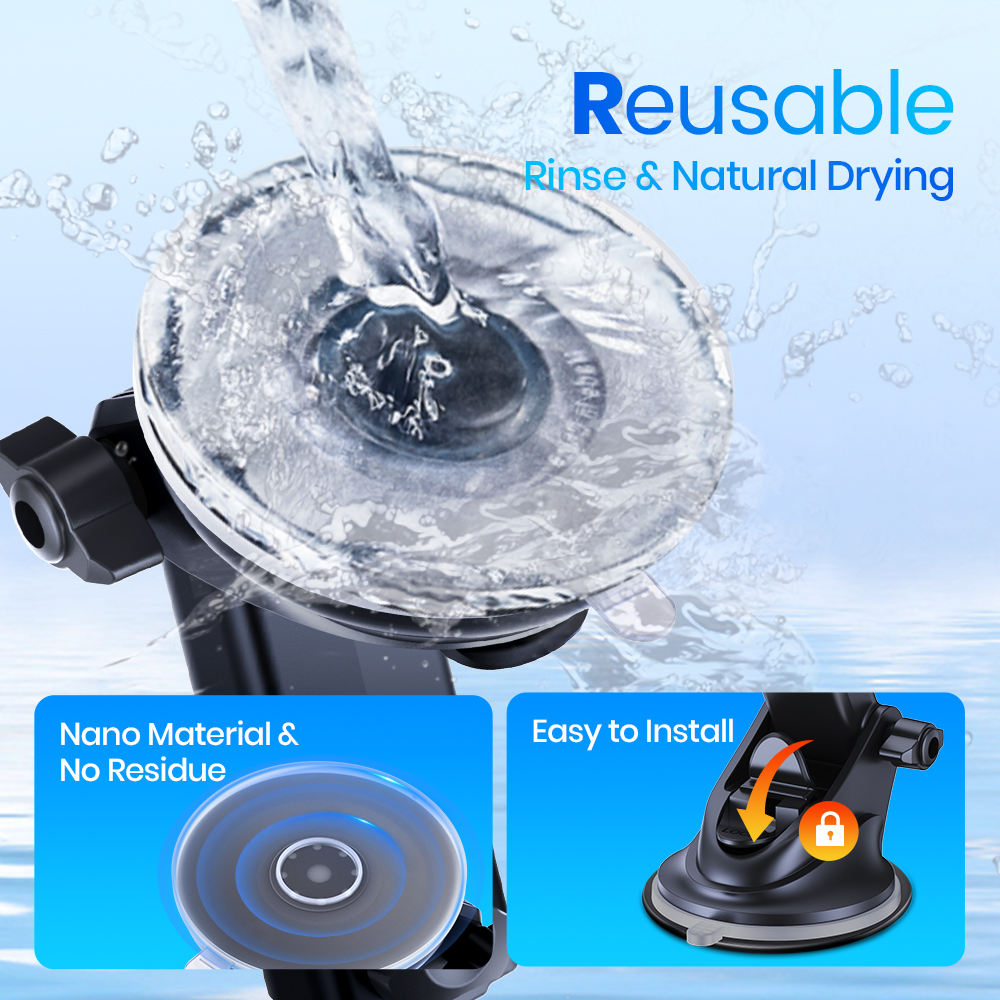 TOPK Mag-Safe 磁気自動車電話ホルダー カーマウント フロントガラスとダッシュボード用 [強力な吸引] 携帯電話用の調節可能なロングアーム