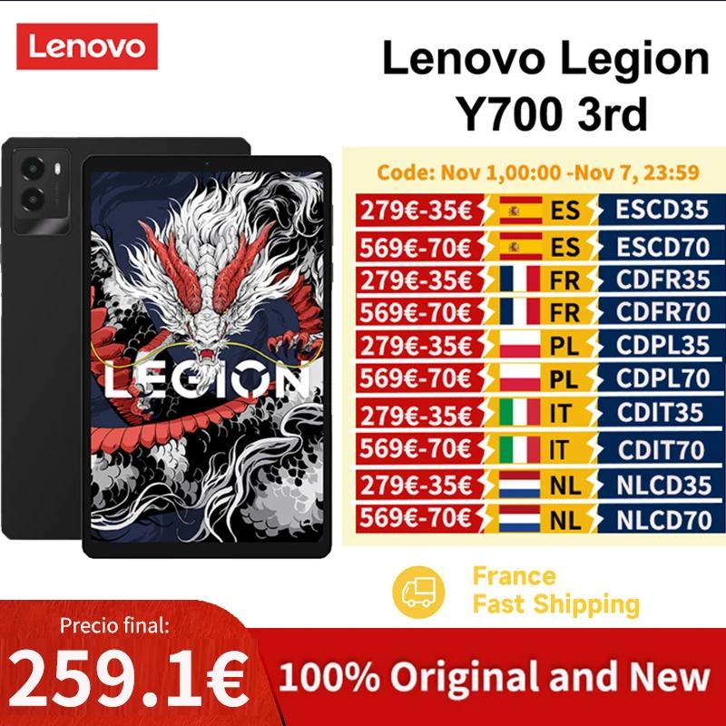 ROM global Lenovo LEGION Y700 2025 Tablet Snapdragon 8 Gen 3 Octa Core 8,8 pulgadas 165Hz pantalla Android 6550mAh