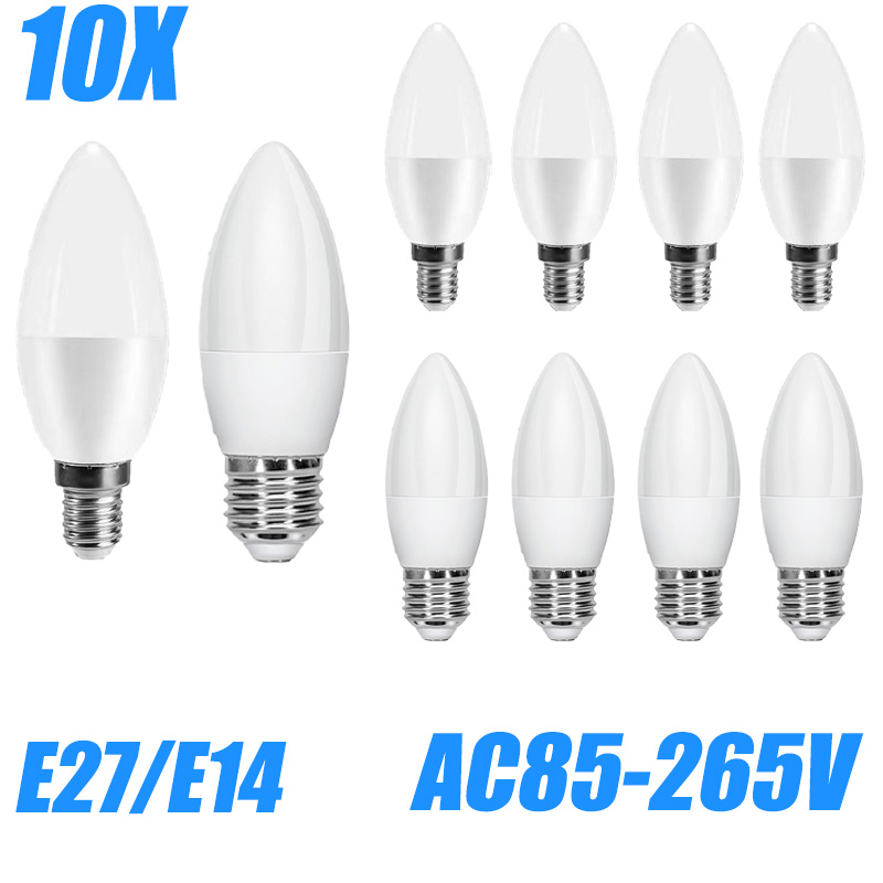 10PCS LED Kerze Birne 220V 85-265V E14/E27 3W 6W 9W 12W 15W Energiesparlampe Innen Dekorative Schlafzimmer Und Wohnzimmer Licht