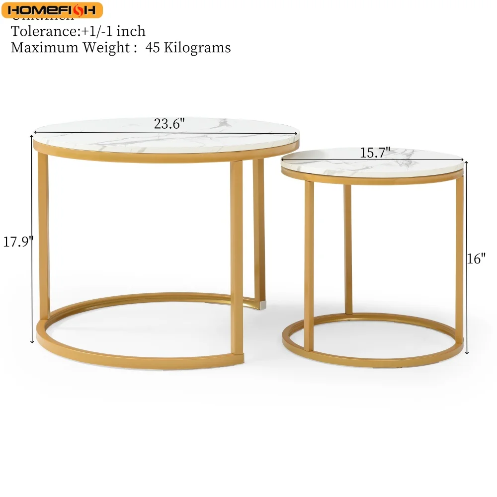 2Pcs Coffee Table Round 2 in 1 End Side Table Desk Nordic Marble Glass Home Sofa Tables Living Room Luxury Side Tables 60CM/80CM