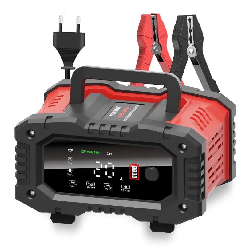 オートバイ用バッテリー充電器20a/10a 12v/24vスマート充電器リチウムagmゲル鉛酸Lifepo4バッテリー充電器