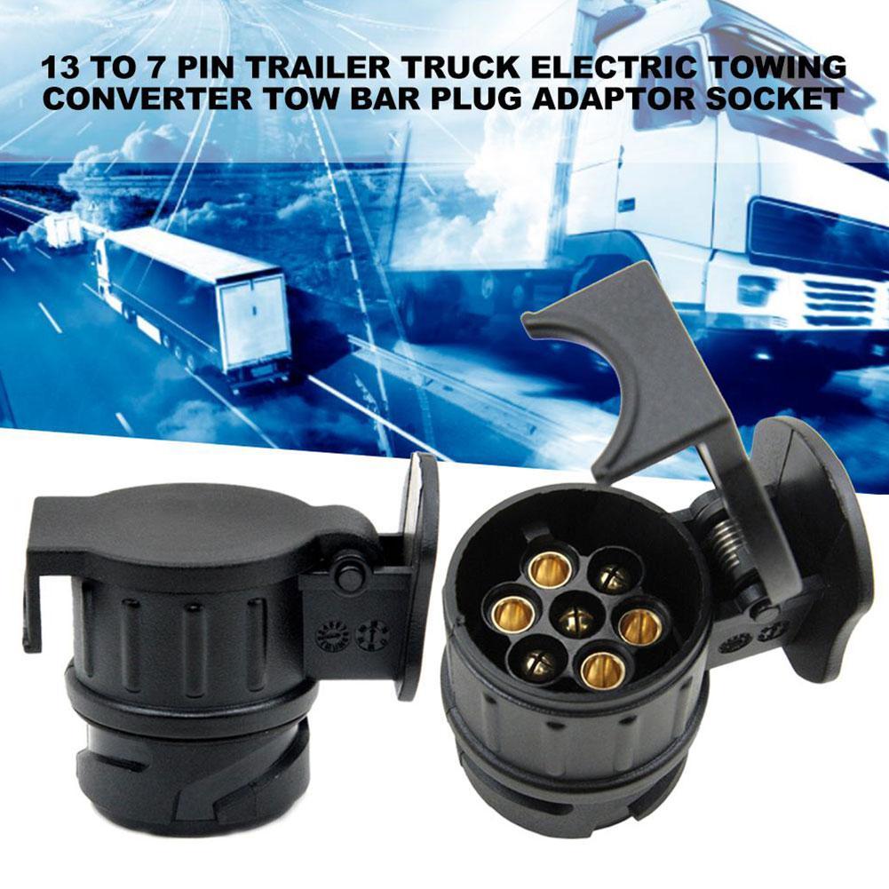Adaptador eléctrico de remolque de camión impermeable, enchufe de 13 a 7 pines, convertidor de remolque estándar europeo, accesorios de remolque