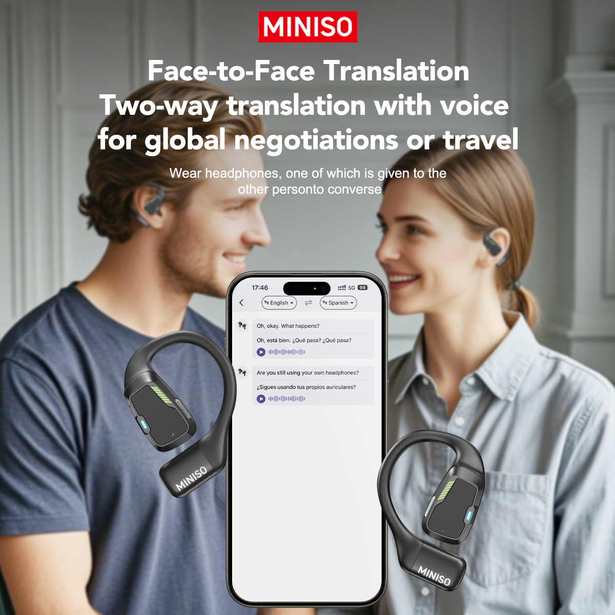 [AI Translator] MINISO M98 Drahtlose Kopfhörer OWS Sport Bluetooth Kopfhörer Gaming Headset ASMR APP Übersetzung Ohrhörer IPX5