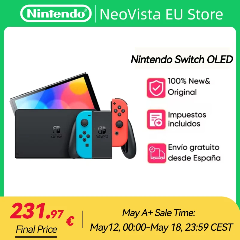 Nintendo Switch OLED Konsola do gier wideo z Joy Con 7-calowy ekran OLED TV Tabletop Tryb podręczny 64 GB Biało-niebiesko-czerwony zestaw