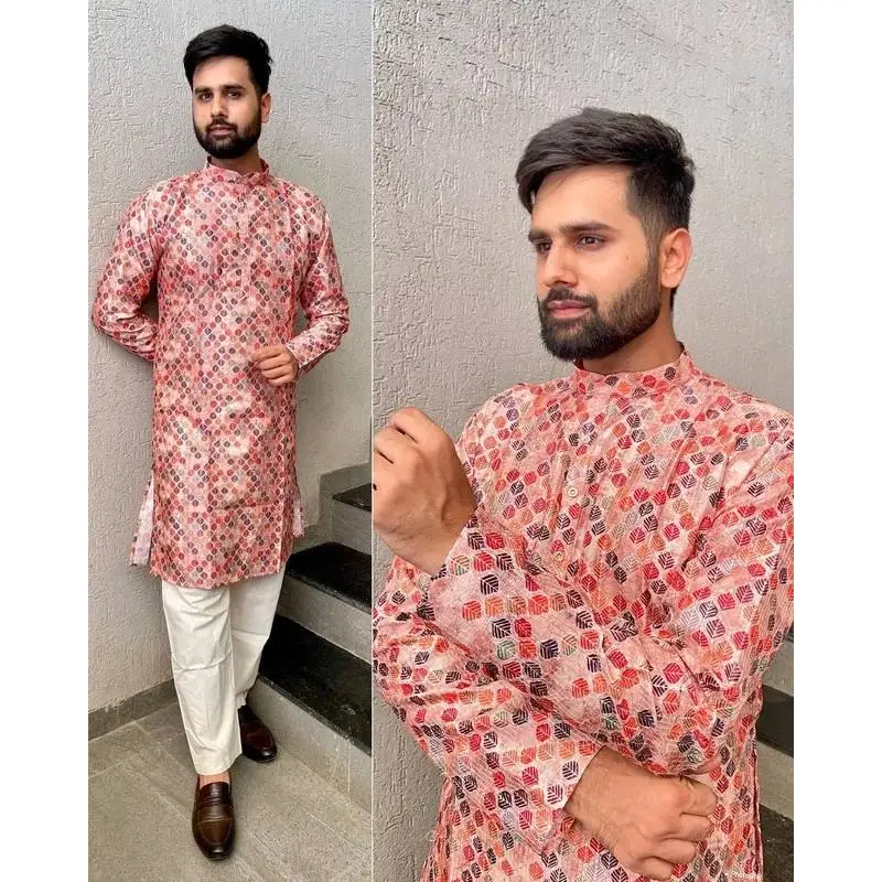 Luxus Casual Islamischen Arabisch Abaya Robe Mode Ethnischen Druck Stehkragen Jugend Mid-länge Hemd Mantel Muslimischen Männer Kleidung kurta