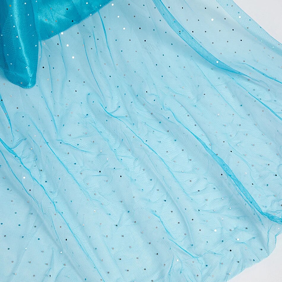 Halloween elsa vestido para meninas crianças festa princesa traje crianças disfarce com manto longo menina neve rainha carnaval roupas