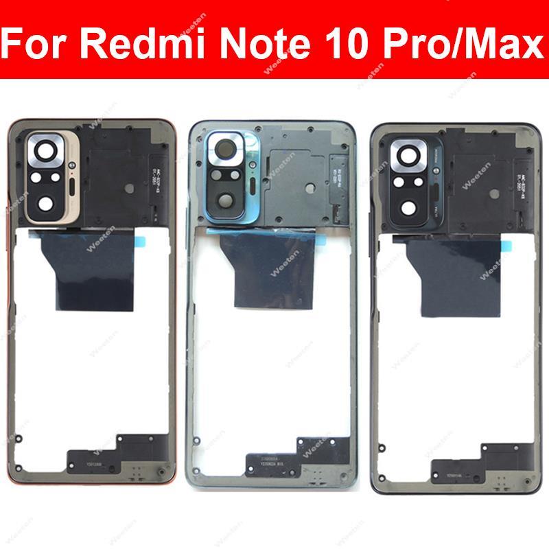 Carcasa de marco medio para Xiaomi Redmi Note 10 Pro Note 10Pro Max, cubierta de soporte de marco medio, bisel con piezas Kesy laterales