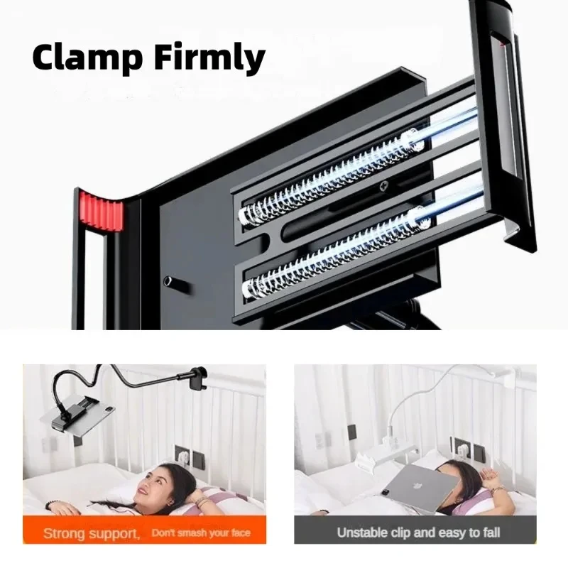 Gooseneck Tablet Stand for Bed Rotatable Phone Holder for 4-12.9'' Lazy Flexible Long Arm Universal Bracket for iPad Samsung