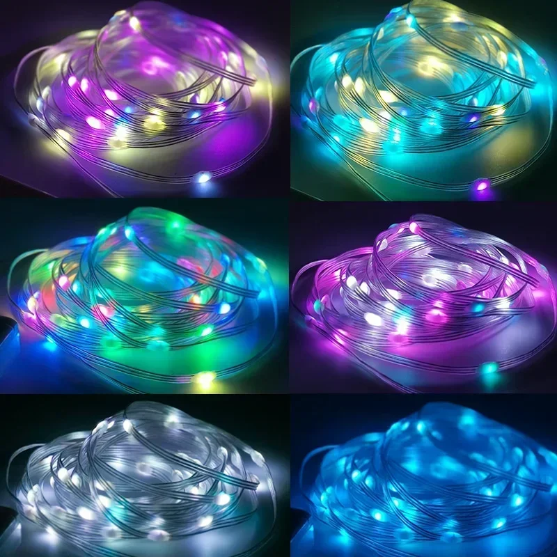 Guirnalda de luces LED para árbol de Navidad, iluminación RGBIC para fiesta, boda, decoración al aire libre, 40M, WS2812B