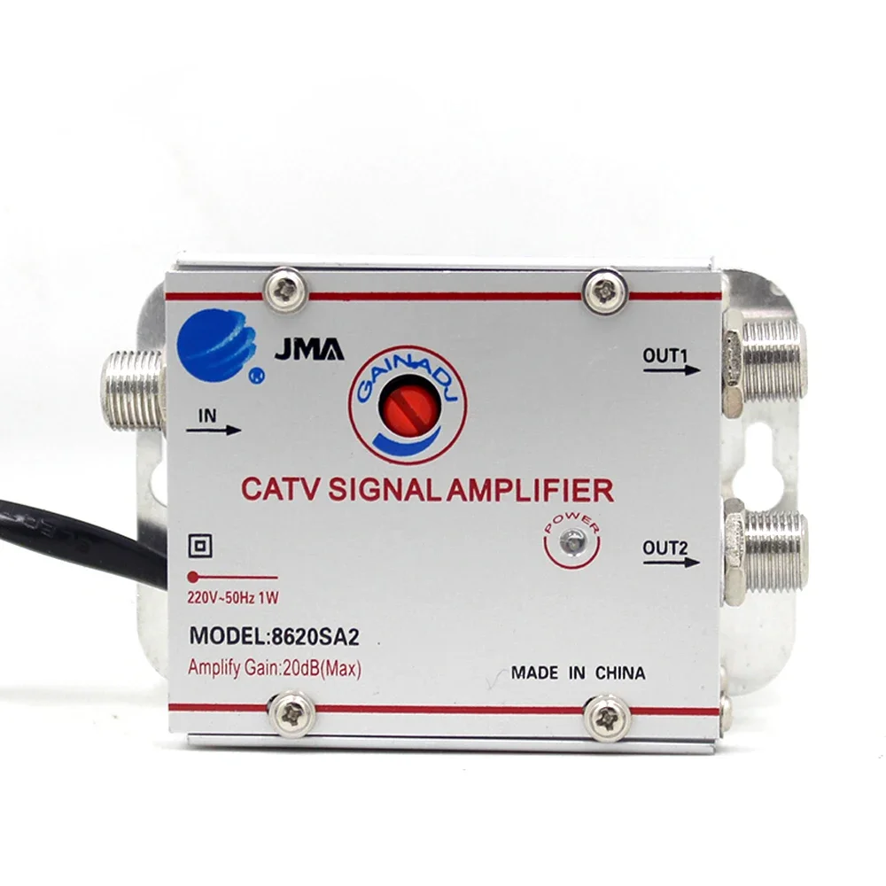 20dB CATV TV Antenna Signal Amplifier Booster Splitter 8620SA2 For Digital TV Input Two Output EU Plug 220V50/60Hz