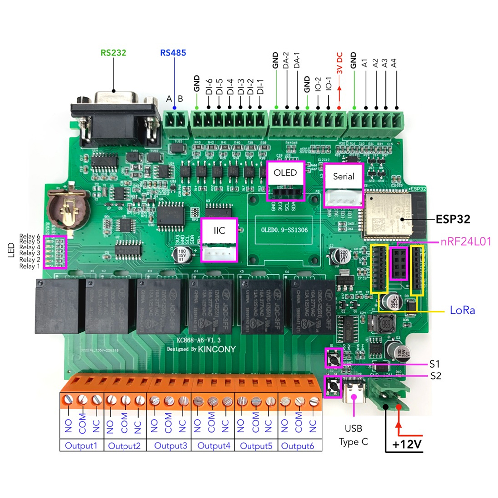 KC868-A6 Nhà Thông Minh Trợ Lý Tiếp Công Tắc DIY Module WiFi/Bluetooth ESP32 Ban Phát Triển MQTT TCP Web HTTP ESPhome Tasmota